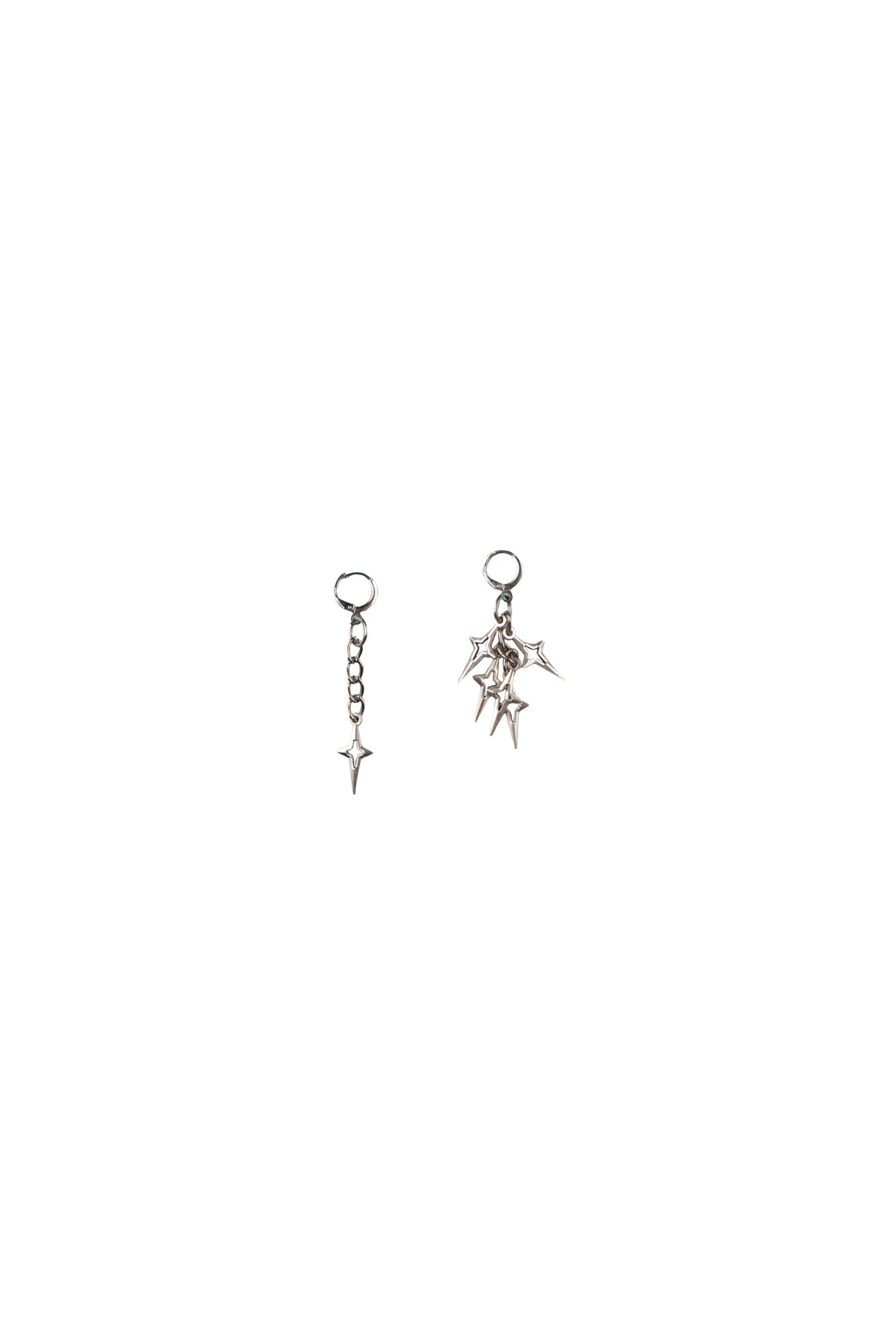 Mismatched Star Charm Hoop Earrings