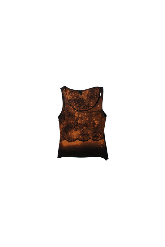 Lace Print Bleached Tank Top