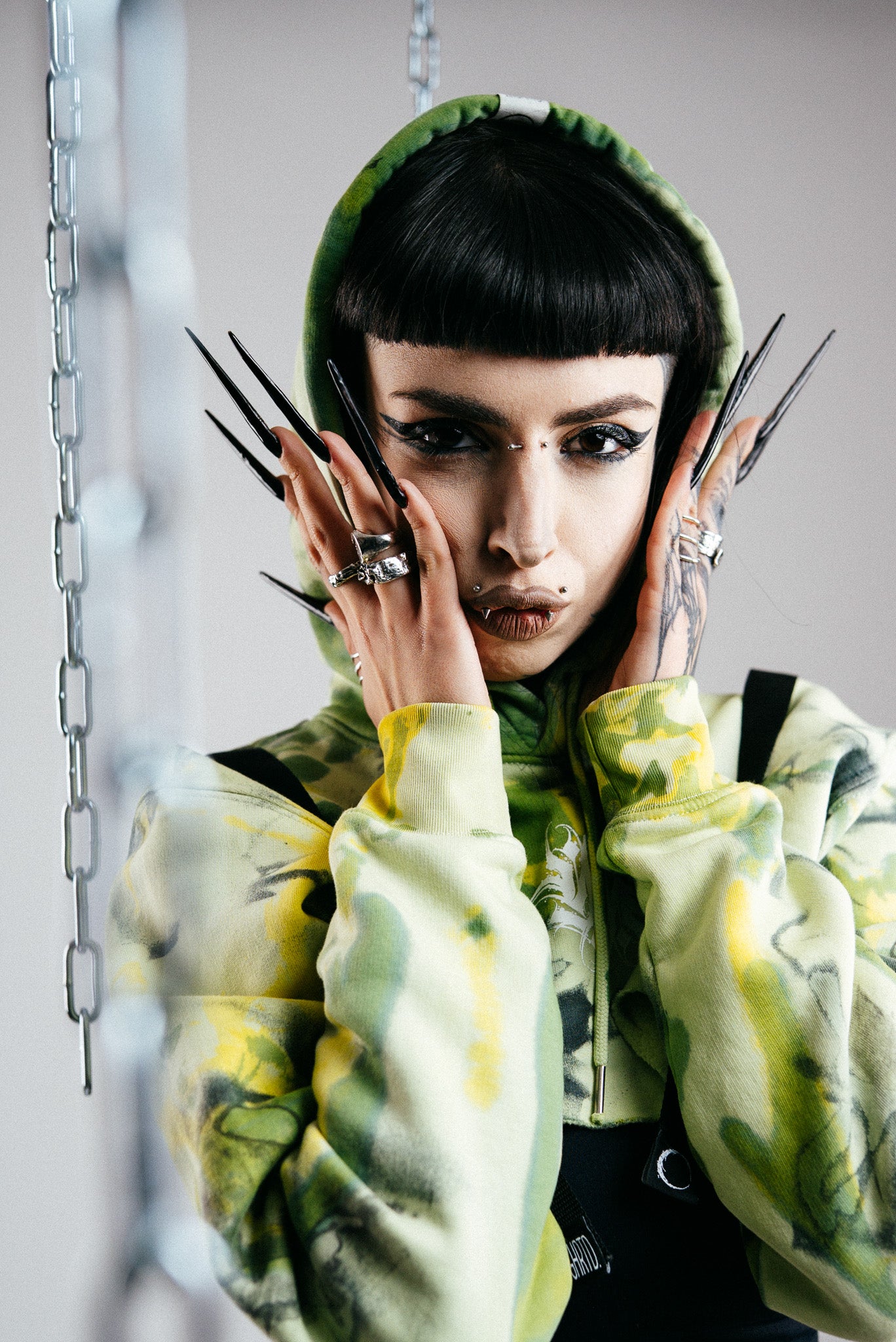 Jungle Glitch Cropped Hoodie