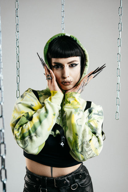 Jungle Glitch Cropped Hoodie