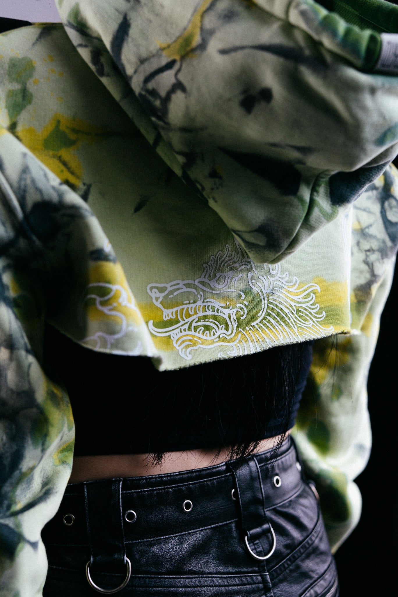 Jungle Glitch Cropped Hoodie