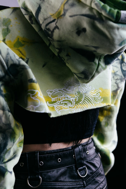 Jungle Glitch Cropped Hoodie