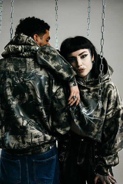 CROPPED REWORKED KINTSUGI HOODIE