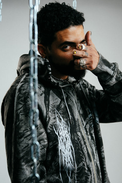 GREY REWORKED ZIP HOODIE