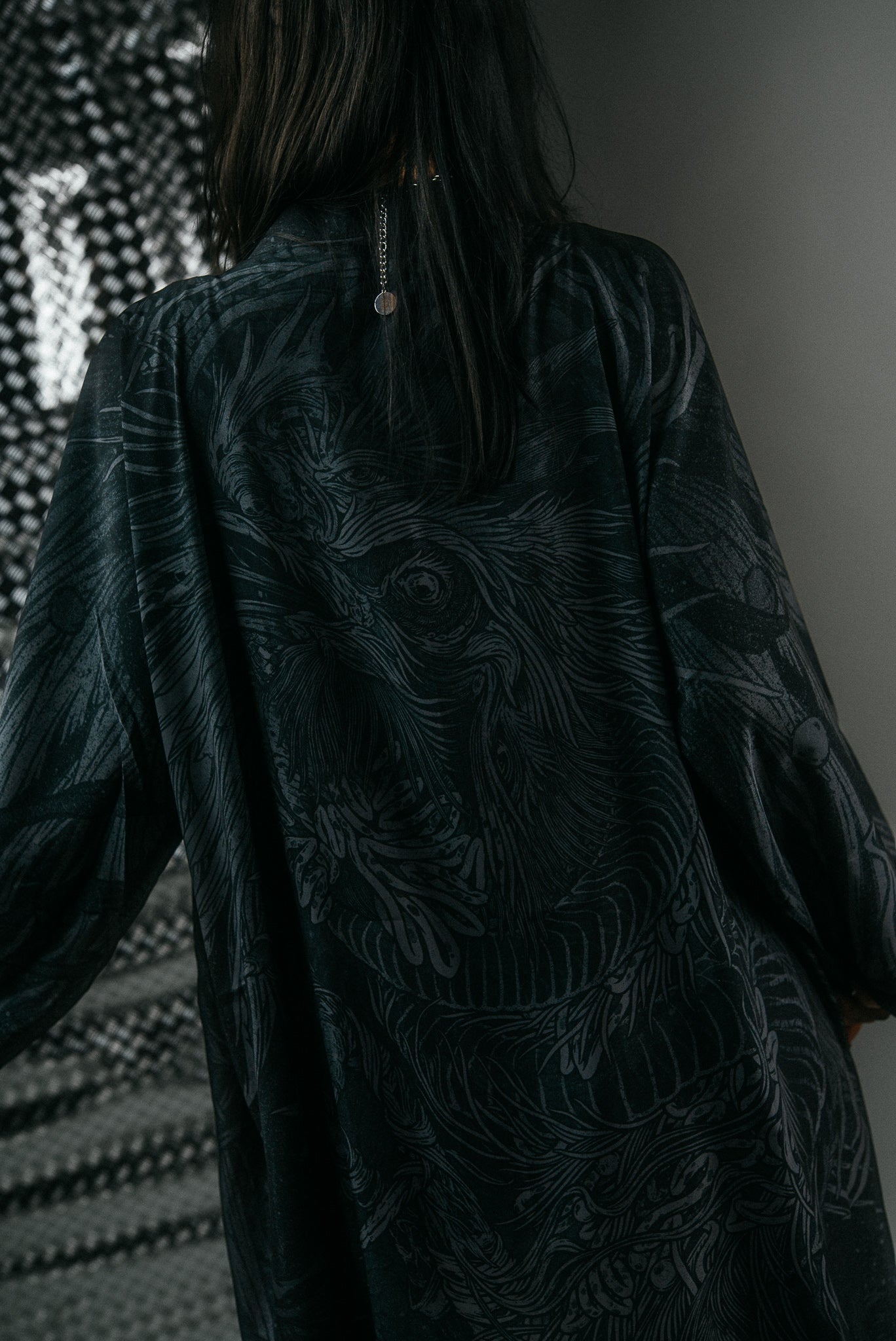 KUSEN BLACK EXTRA LONG KIMONO