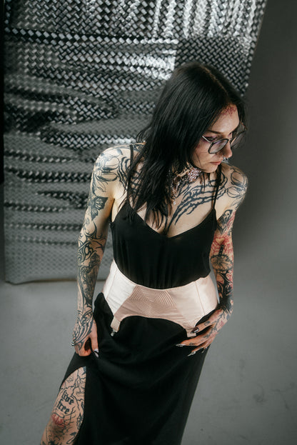 Baby-pink garter suspenders