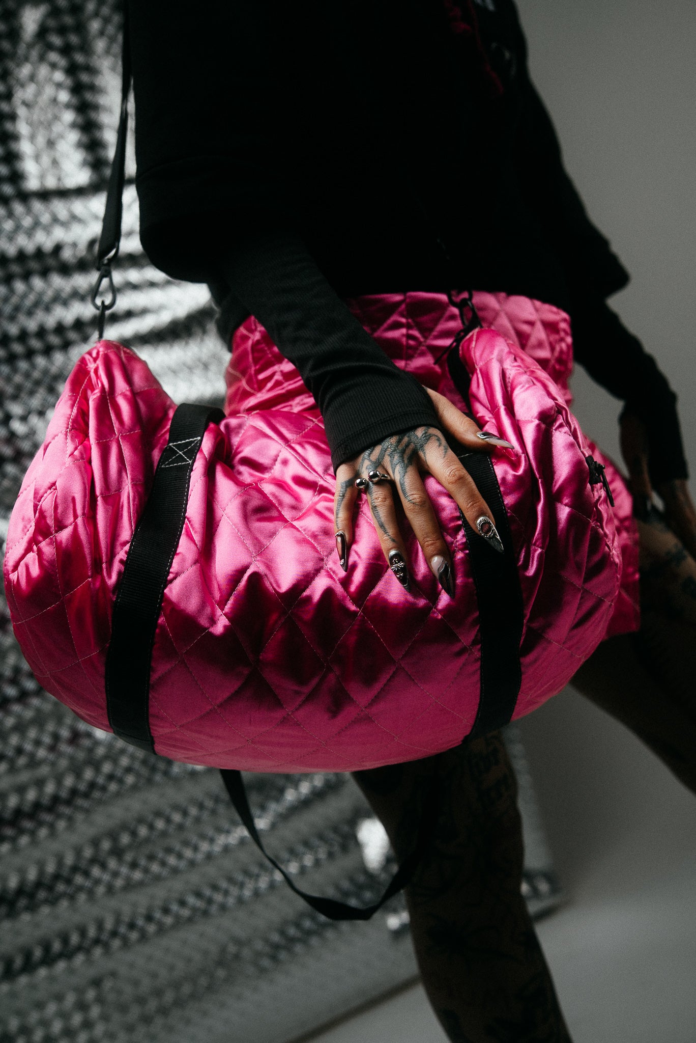 Pink quilted bag