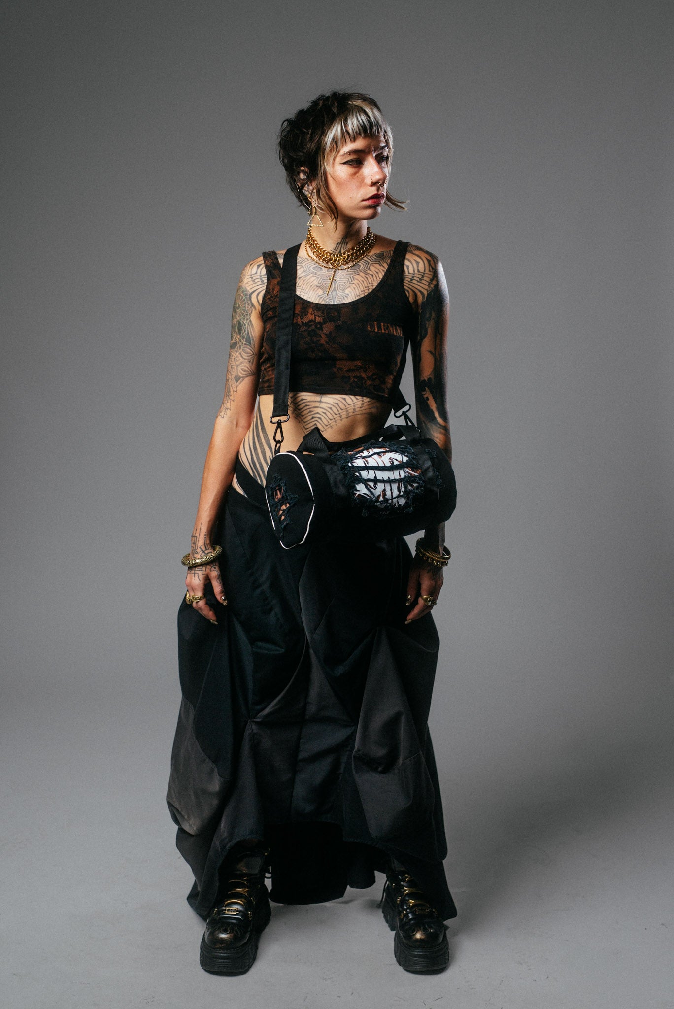 Upcycled Architectural Desert Maxi Skirt