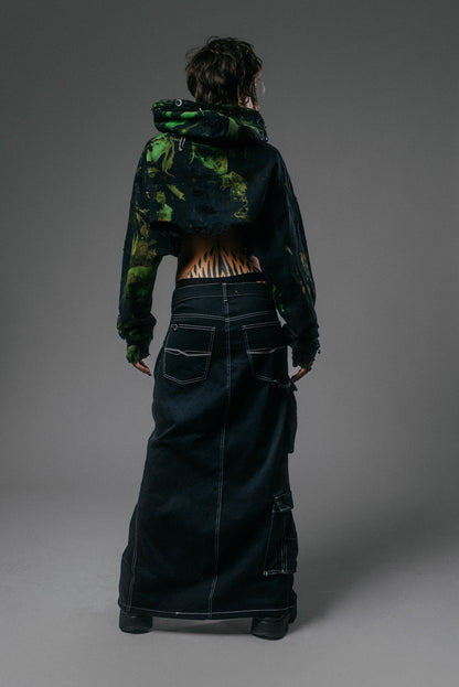 Upcycled Asymmetric Cargo Maxi Skirt