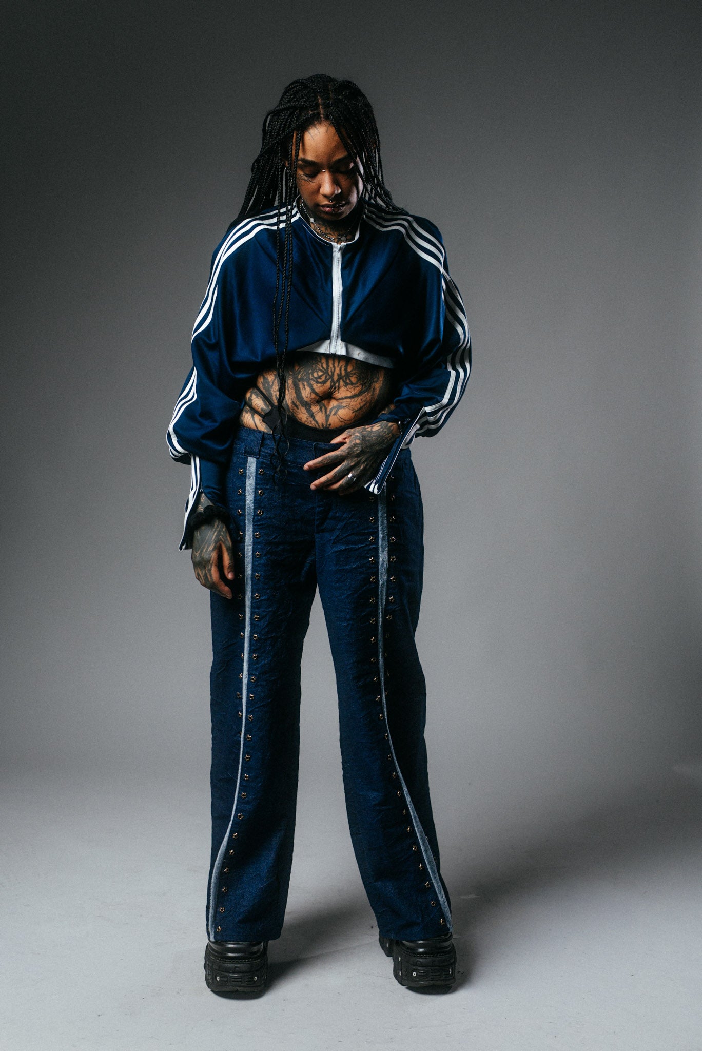 Upcycled Tracksuit Super-Cropped Jacket