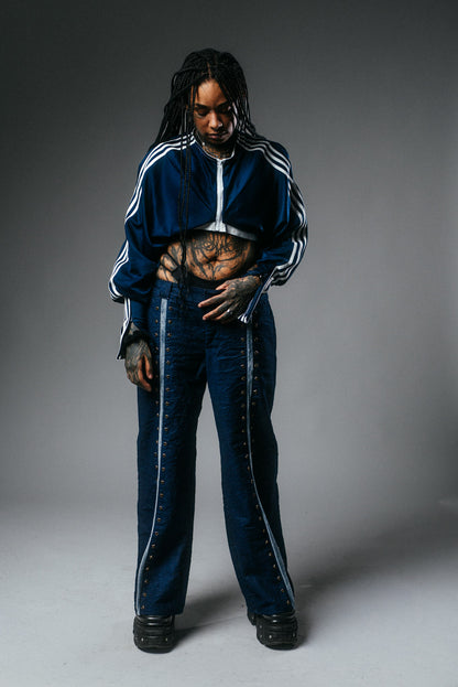 Upcycled Tracksuit Super-Cropped Jacket