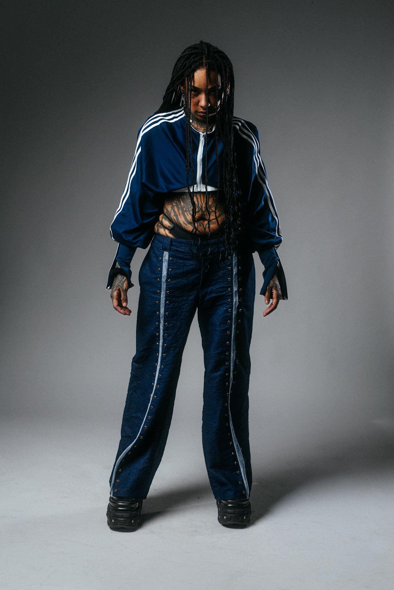 Upcycled Tracksuit Super-Cropped Jacket