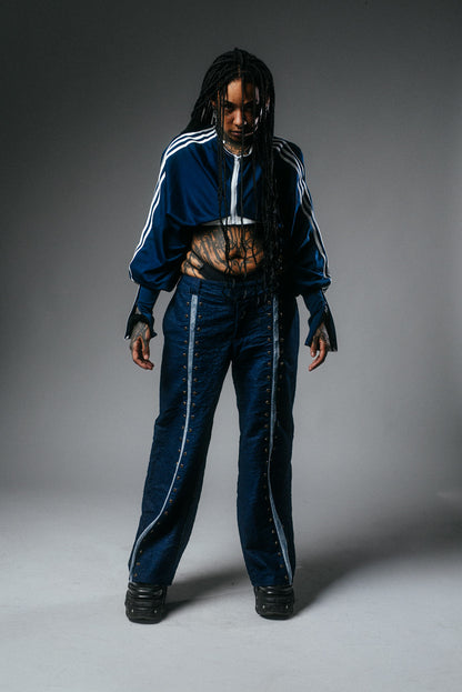 Upcycled Tracksuit Super-Cropped Jacket