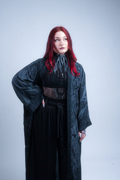 KUSEN BLACK EXTRA LONG KIMONO