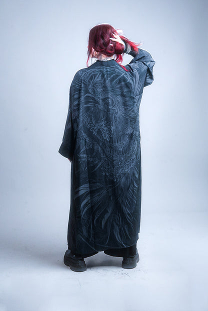 KUSEN BLACK EXTRA LONG KIMONO
