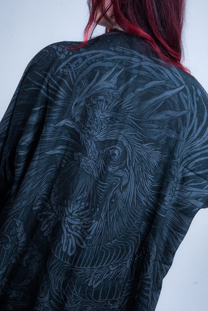 KUSEN BLACK EXTRA LONG KIMONO