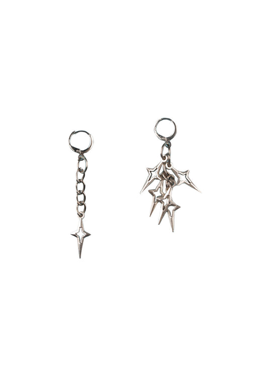 Mismatched Star Charm Hoop Earrings